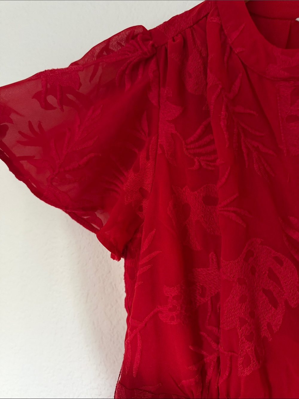Anthropologie Ranna Gill Scarlette Embroidered Mini Dress in Red small - Picture 5 of 7